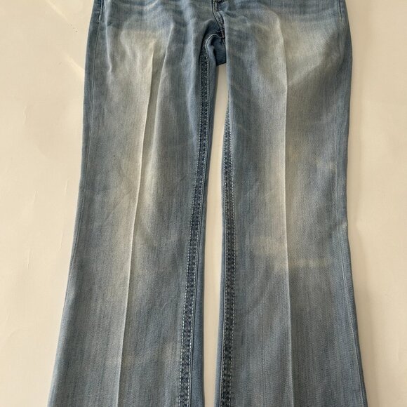 BKE Payton Jeans Womens size 31R Light Wash Boot Cut Stretch distressed ABK1233 - Picture 6 of 16